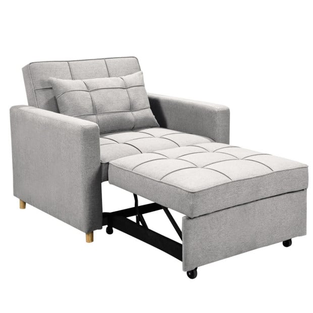 Suri 3-in-1 Convertible Lounge Chair Bed by Sarantino - Light Grey Image 6