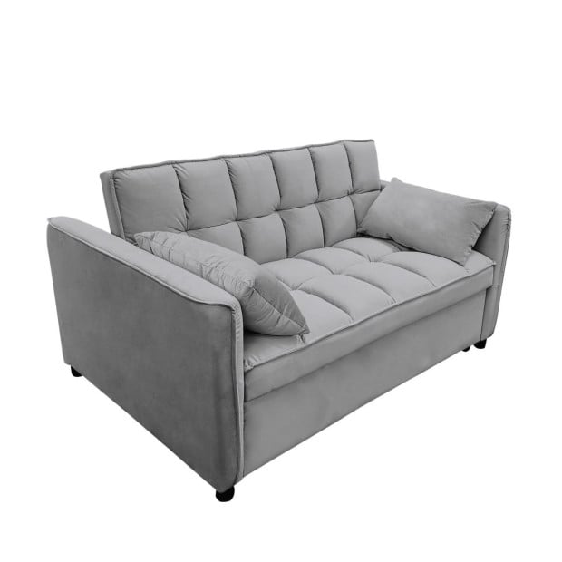 Sarantino Quincy Tufted 2-Seater Velvet Sofa Bed - Dark Grey