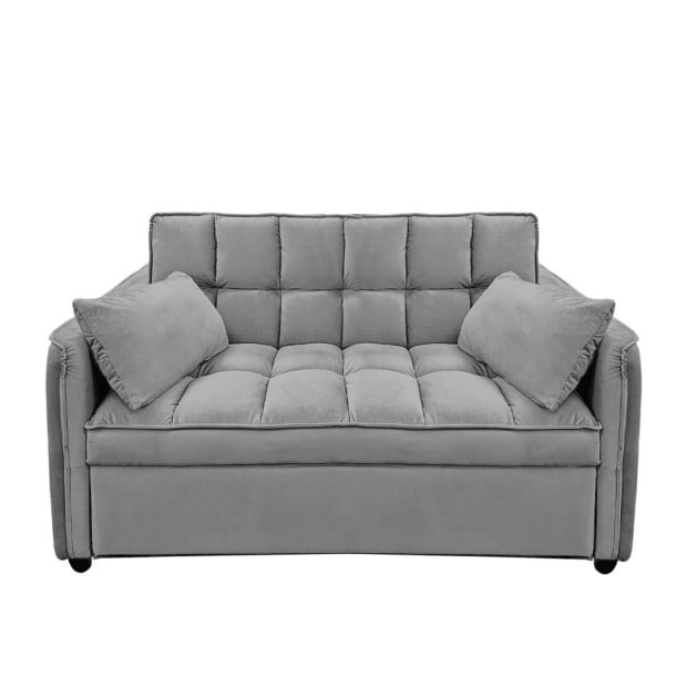 Sarantino Quincy Tufted 2-Seater Velvet Sofa Bed - Dark Grey Image 2