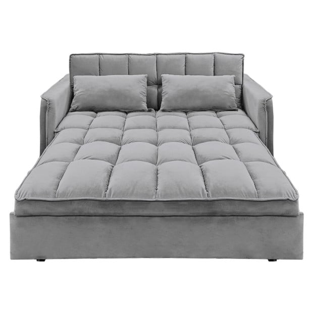 Sarantino Quincy Tufted 2-Seater Velvet Sofa Bed - Dark Grey Image 5