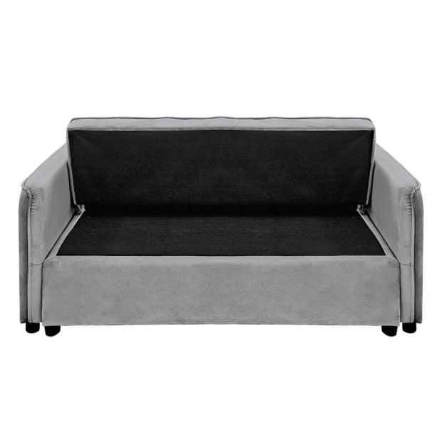 Sarantino Quincy Tufted 2-Seater Velvet Sofa Bed - Dark Grey Image 6