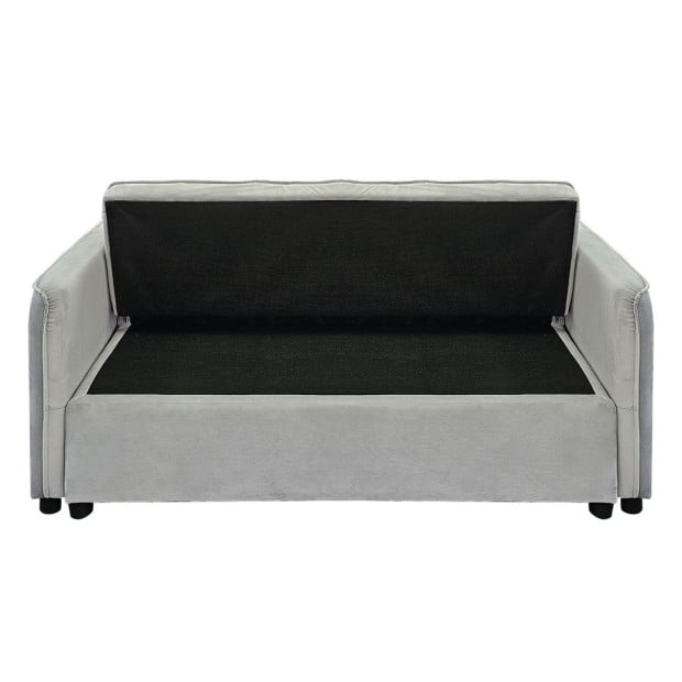 Sarantino Quincy Tufted 2-Seater Velvet Sofa Bed - Light Grey Image 7