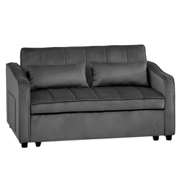 Sarantino Fenton Velvet 2-Seater Sofa Bed - Dark Grey Image 2