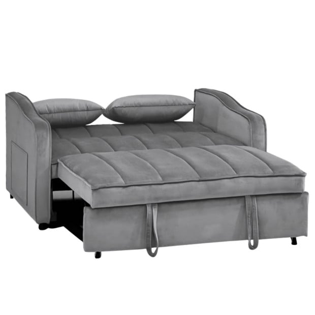Sarantino Fenton Velvet 2-Seater Sofa Bed - Dark Grey Image 3
