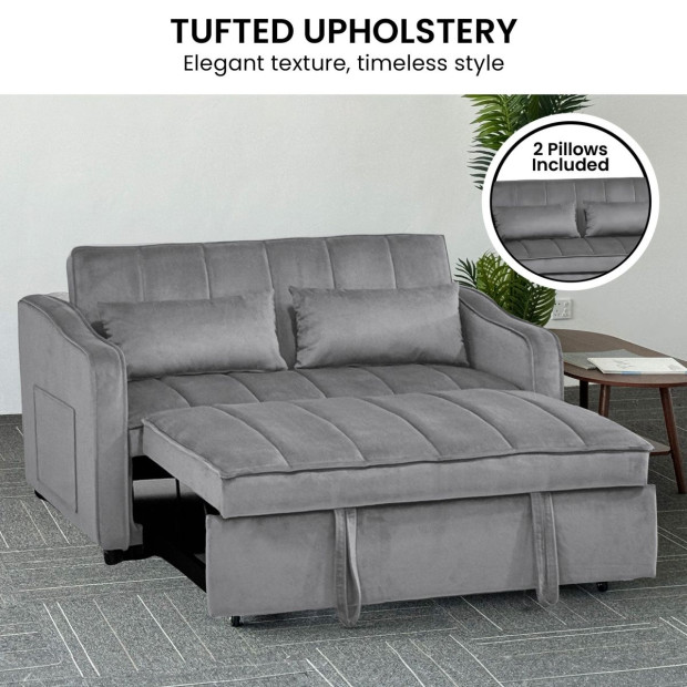 Sarantino Fenton Velvet 2-Seater Sofa Bed - Dark Grey Image 7