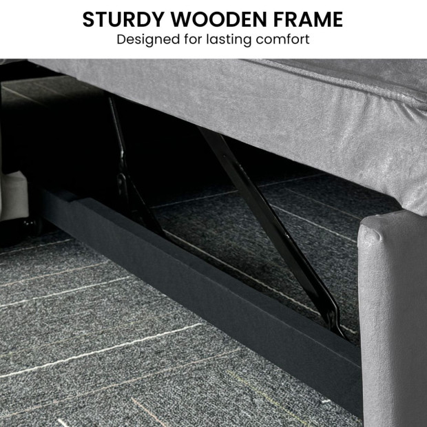 Sarantino Fenton Velvet 2-Seater Sofa Bed - Dark Grey Image 8