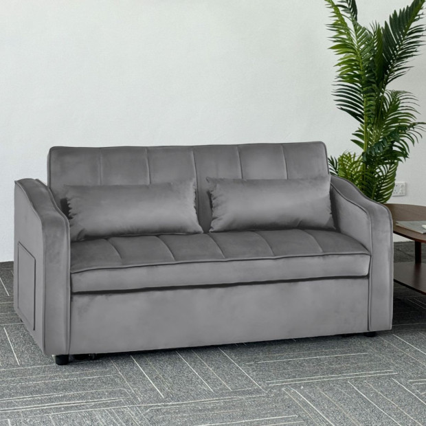 Sarantino Fenton Velvet 2-Seater Sofa Bed - Dark Grey Image 9