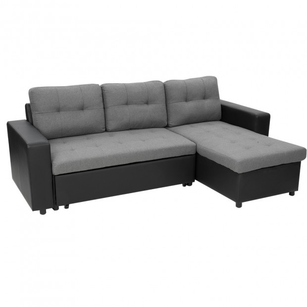Sarantino Corner Sofa Bed Storage Lounge Chaise Couch Black Grey