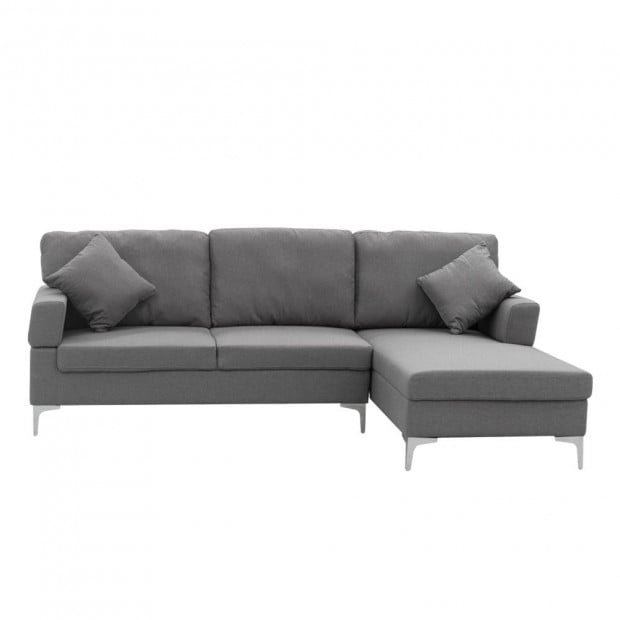 Chelsea Sectional Corner Sofa with Pillows and Chaise (Left) by Sarantino - Dark Grey Image 2