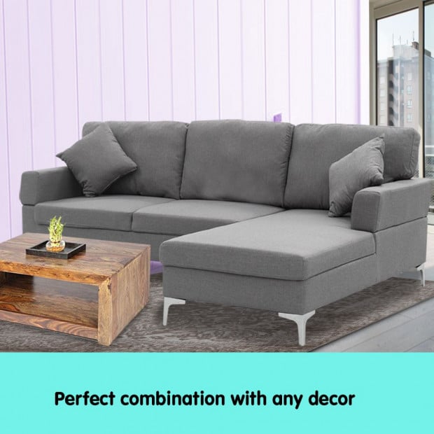 Chelsea Sectional Corner Sofa with Pillows and Chaise (Left) by Sarantino - Dark Grey Image 5