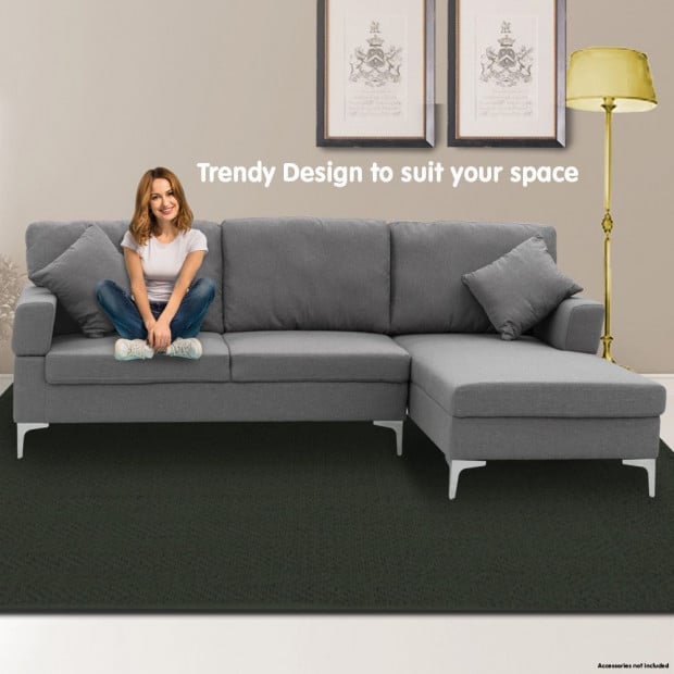 Chelsea Sectional Corner Sofa with Pillows and Chaise (Left) by Sarantino - Dark Grey Image 6