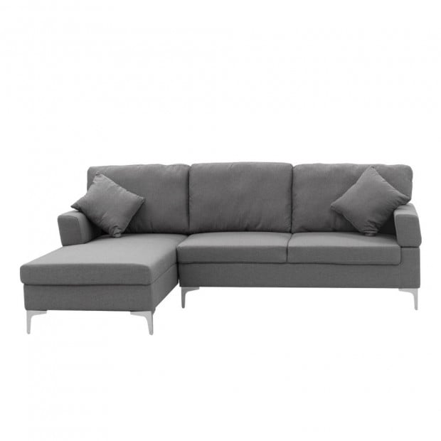Chelsea Sectional Corner Sofa with Pillows and Chaise (Right) by Sarantino - Dark Grey Image 2