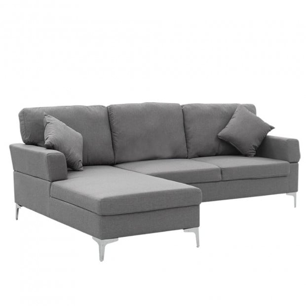 Chelsea Sectional Corner Sofa with Pillows and Chaise (Right) by Sarantino - Dark Grey