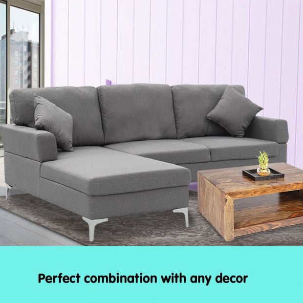 Chelsea Sectional Corner Sofa with Pillows and Chaise (Right) by Sarantino - Dark Grey Image 3