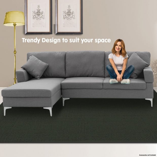 Chelsea Sectional Corner Sofa with Pillows and Chaise (Right) by Sarantino - Dark Grey Image 5