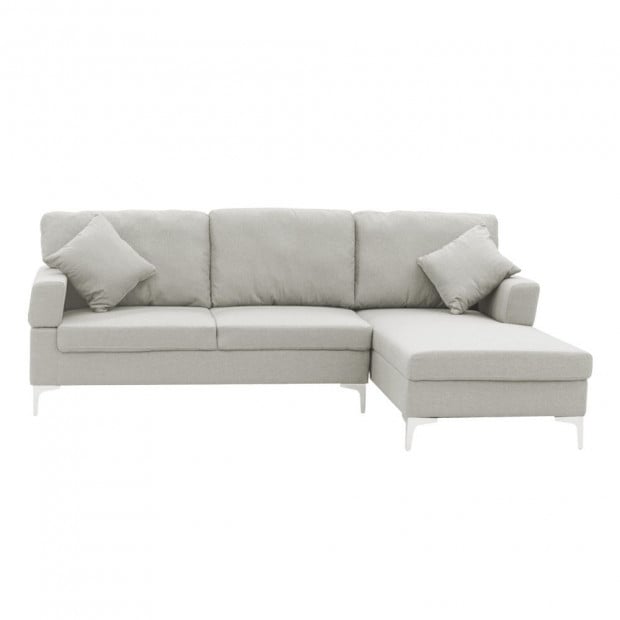 Chelsea Sectional Corner Sofa with Pillows and Chaise (Left) by Sarantino - Light Grey Image 9