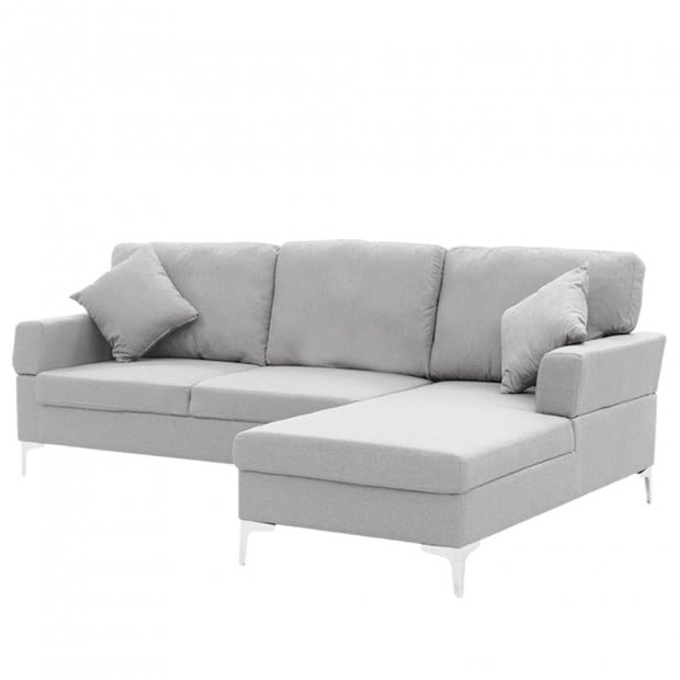 Chelsea Sectional Corner Sofa with Pillows and Chaise (Left) by Sarantino - Light Grey
