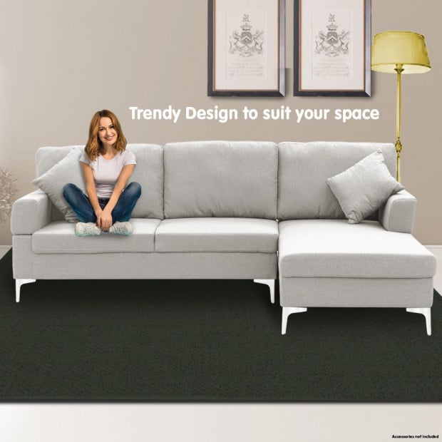 Chelsea Sectional Corner Sofa with Pillows and Chaise (Left) by Sarantino - Light Grey Image 7