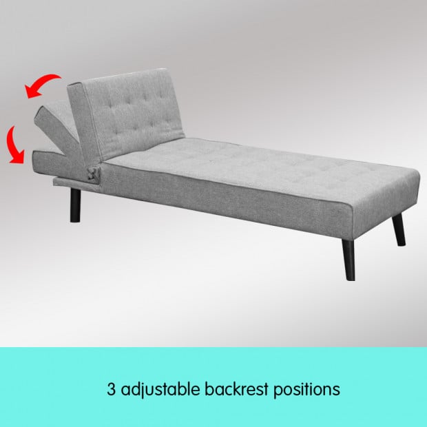 Alice Tufted Fabric Modular Sofa Bed with Chaise Lounge by Sarantino - Light Grey Image 4