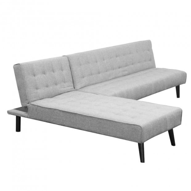 Alice Tufted Fabric Modular Sofa Bed with Chaise Lounge by Sarantino - Light Grey Image 10