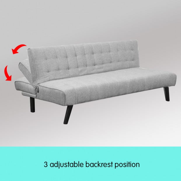 Alice Tufted Fabric Modular Sofa Bed with Chaise Lounge by Sarantino - Light Grey Image 5