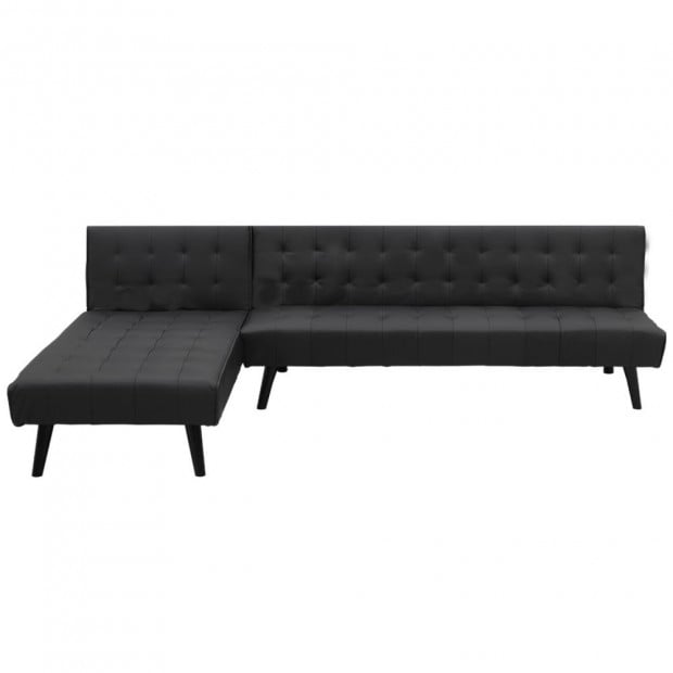 Alice Faux Leather Modular Sofa Bed with Chaise Lounge by Sarantino - Black Image 9