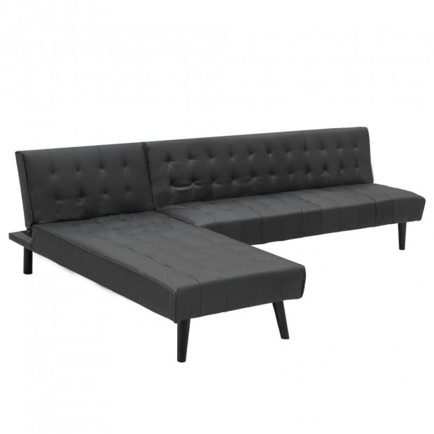 Alice Faux Leather Modular Sofa Bed with Chaise Lounge by Sarantino - Black Image 8