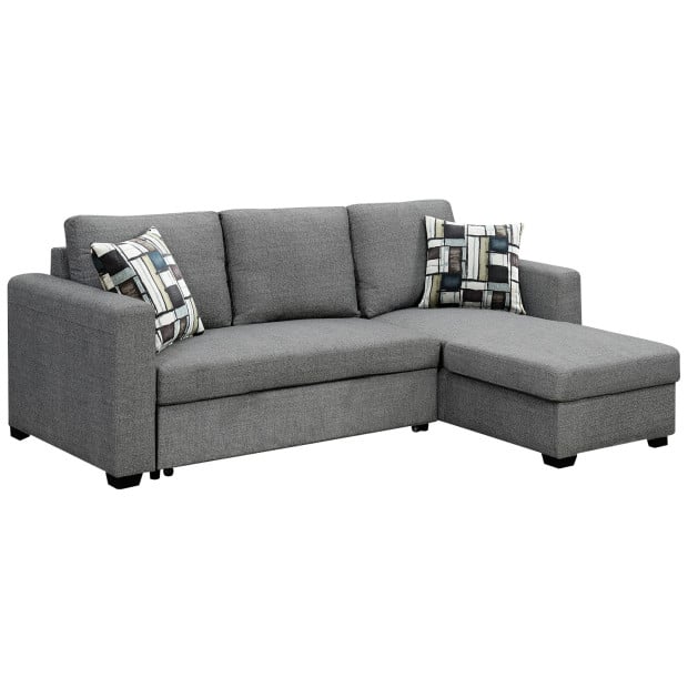 Fontana Pullout Sofa Bed with Reversible Storage Chaise by Sarantino - Grey Image 2