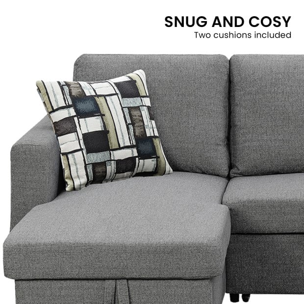 Fontana Pullout Sofa Bed with Reversible Storage Chaise by Sarantino - Grey Image 10