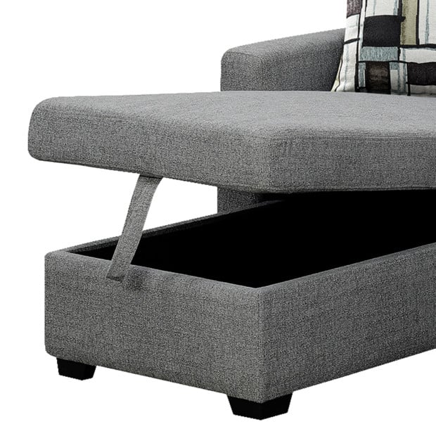 Fontana Pullout Sofa Bed with Reversible Storage Chaise by Sarantino - Grey Image 8