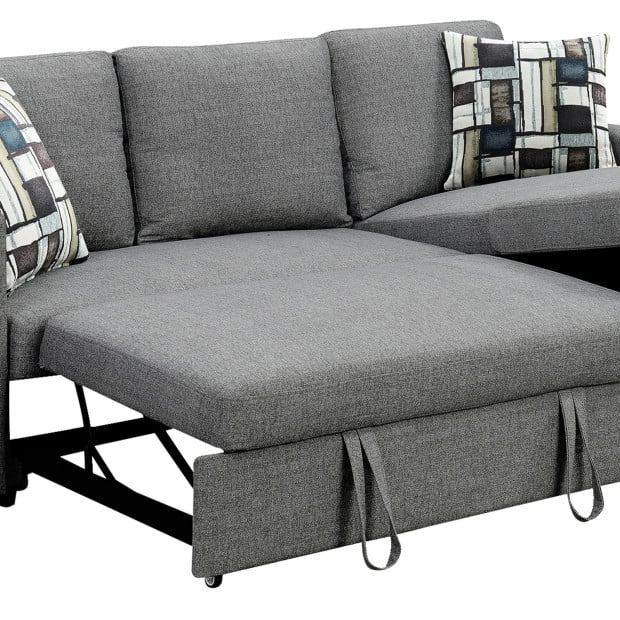 Fontana Pullout Sofa Bed with Reversible Storage Chaise by Sarantino - Grey Image 9