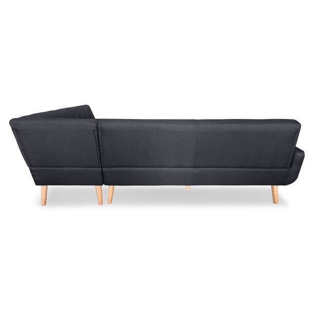 Chamonix 6-Seater L-Shaped Corner Sofa with Chaise [Left] by Sarantino - Black Image 4