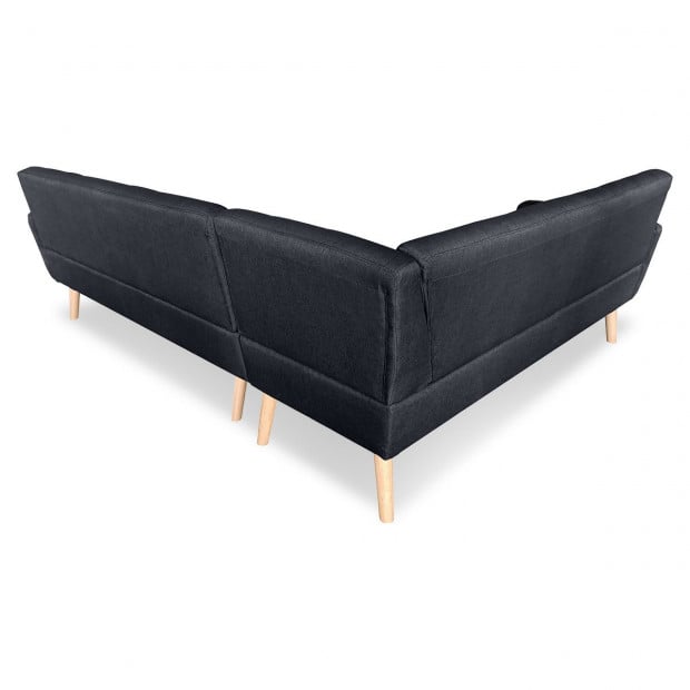 Chamonix 6-Seater L-Shaped Corner Sofa with Chaise [Left] by Sarantino - Black Image 5