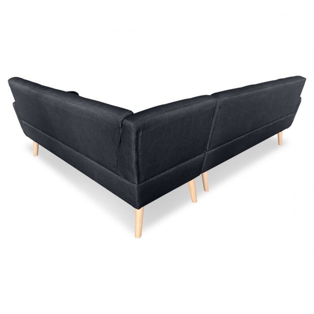 Chamonix 6-Seater L-Shaped Corner Sofa with Chaise [Right] by Sarantino - Black Image 4
