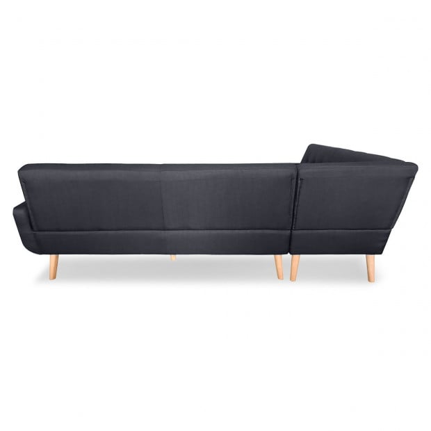 Chamonix 6-Seater L-Shaped Corner Sofa with Chaise [Right] by Sarantino - Black Image 5