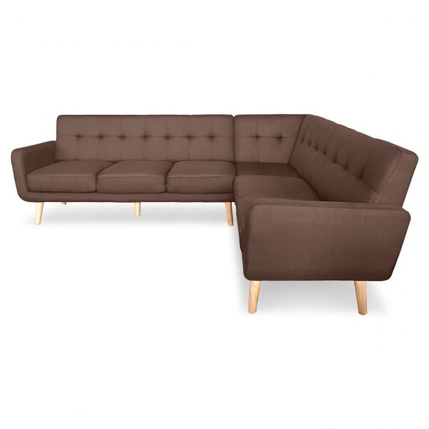 Chamonix 6-Seater L-Shaped Corner Sofa with Chaise [Left] by Sarantino - Brown Image 3