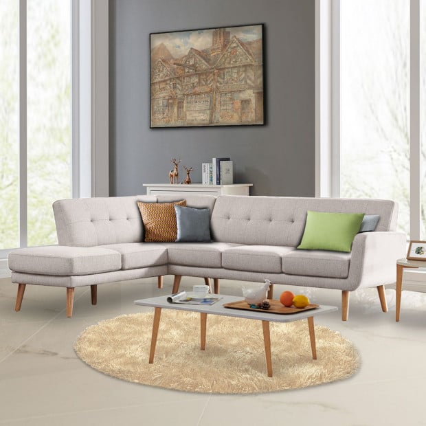 Juliet 6-Seater L-Shaped Sofa with Chaise (Left) by Sarantino - Light Grey Image 8