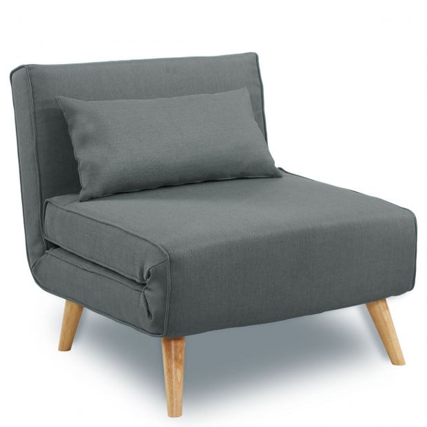 Siena Faux Linen Single Sofa Bed Chair by Sarantino - Dark Grey