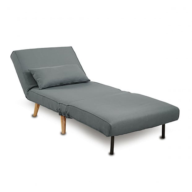 Siena Faux Linen Single Sofa Bed Chair by Sarantino - Dark Grey Image 2