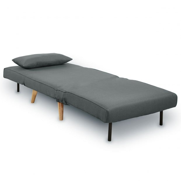 Siena Faux Linen Single Sofa Bed Chair by Sarantino - Dark Grey Image 3