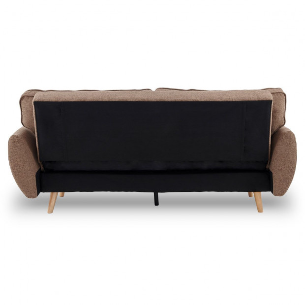 Elle ButtonTufted Fabric Sofa Bed with Cushions by Sarantino Brown