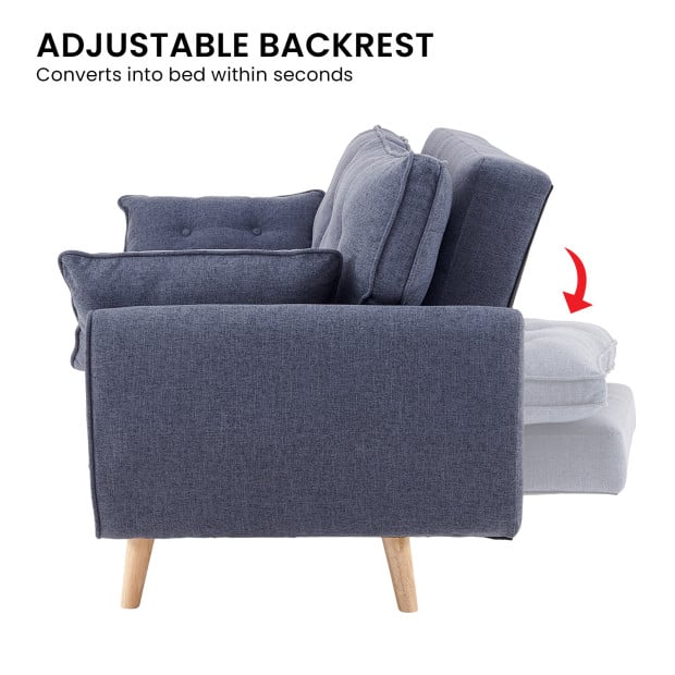 Elle Button-Tufted Fabric Sofa Bed with Cushions by Sarantino - Dark Grey Image 10