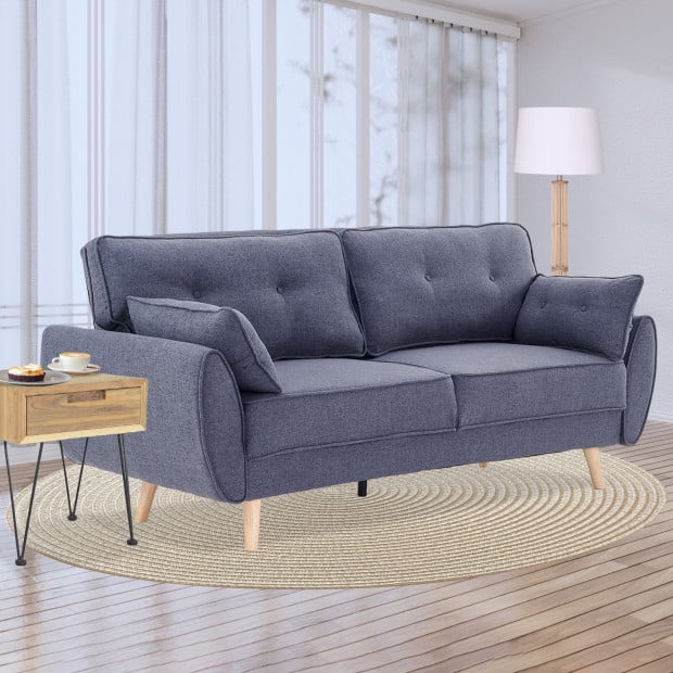 Elle Button-Tufted Fabric Sofa Bed with Cushions by Sarantino - Dark Grey Image 12