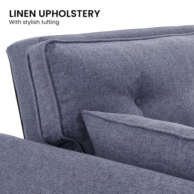 Elle Button-Tufted Fabric Sofa Bed with Cushions by Sarantino - Dark Grey Image 8