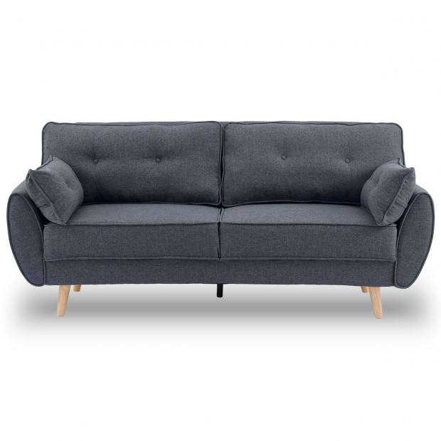 Sarantino 3 Seater Modular Linen Fabric Sofa Bed Couch - Dark Grey