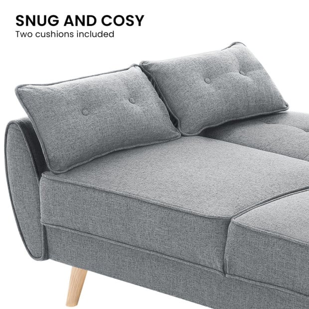 Elle Button-Tufted Fabric Sofa Bed w/ Cushions by Sarantino Light Grey Image 11