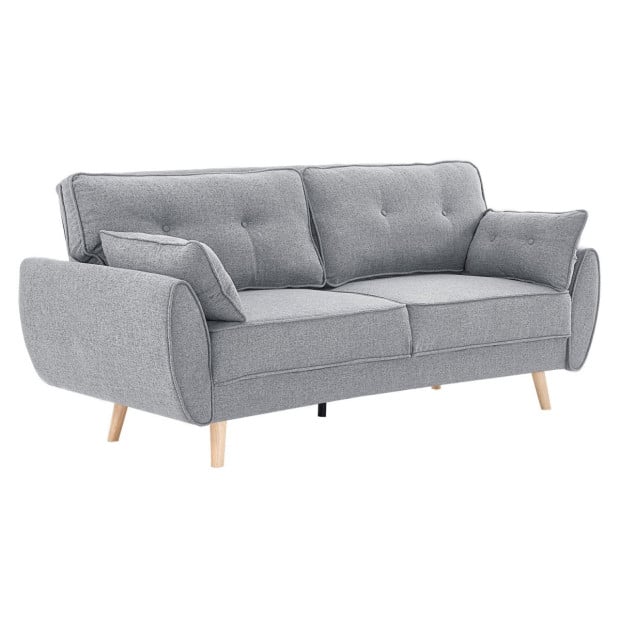 Elle Button-Tufted Fabric Sofa Bed w/ Cushions by Sarantino Light Grey Image 2