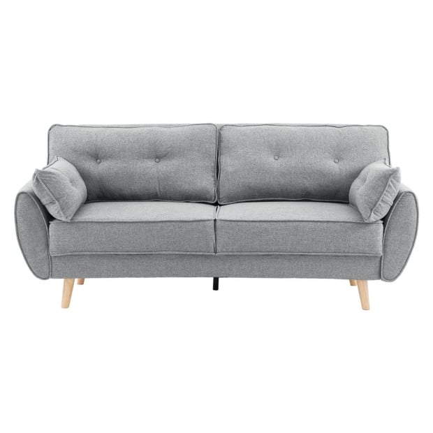 Elle Button-Tufted Fabric Sofa Bed w/ Cushions by Sarantino Light Grey Image 4