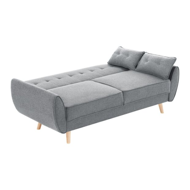 Elle Button-Tufted Fabric Sofa Bed w/ Cushions by Sarantino Light Grey Image 5