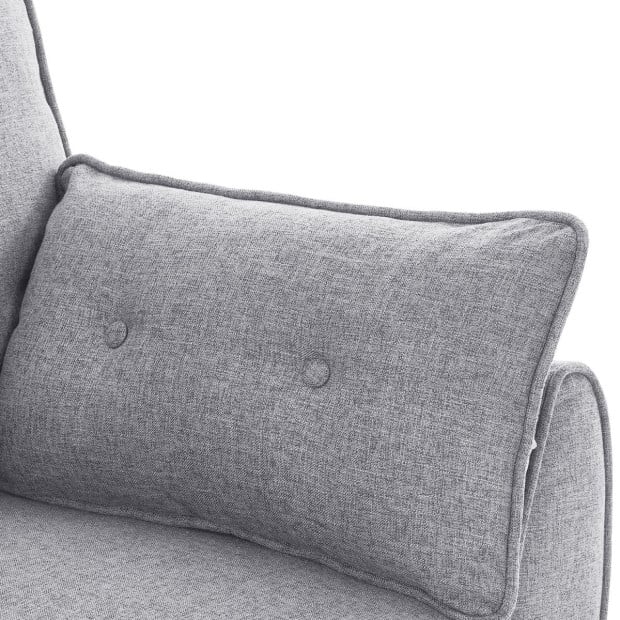 Elle Button-Tufted Fabric Sofa Bed w/ Cushions by Sarantino Light Grey Image 6